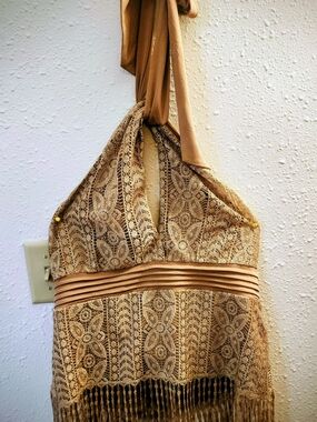 XL NWOT Beautiful Venus Fringed Halter Top